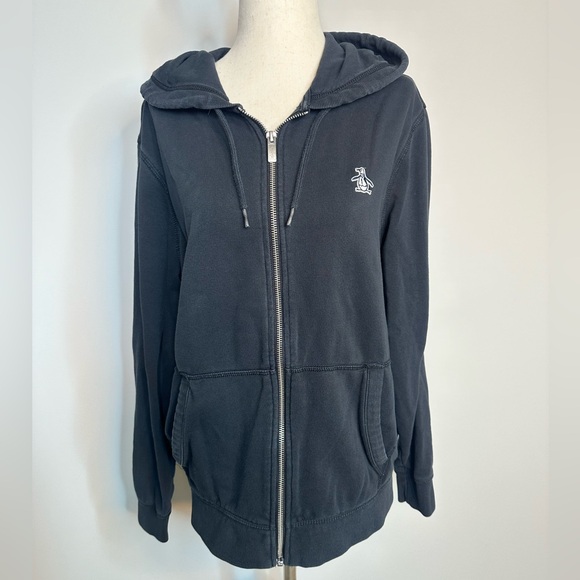 Sz S The Orginal Penguin washed black full zip hoodie sweatshirt - Picture 1 of 9